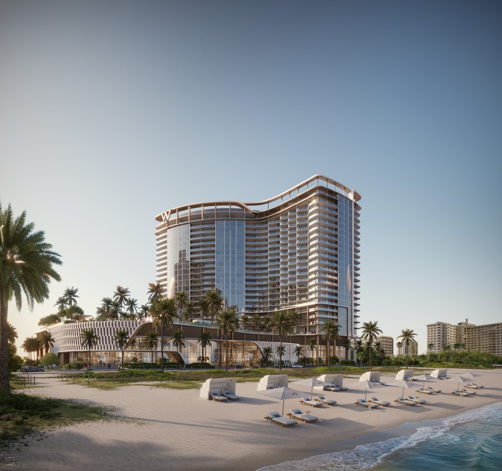 Beachfront promenade in the Pompano Beach neighborhood seen from the water
