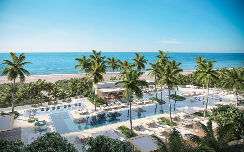 Resort pool deck overlooking the ocean in the Pompano Beach neighborhood