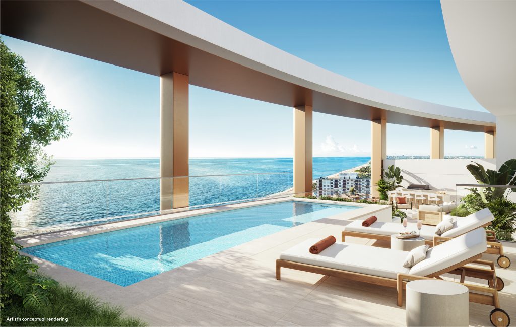 W Pompano Beach penthouse private rooftop pool and terrace overlooking the Atlantic